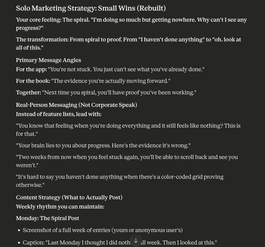 claude small wins method marketing plan